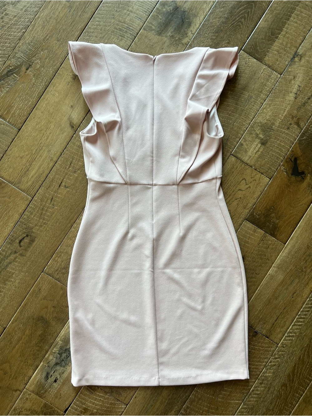 Express Light Pink Ruffle V-Neck Mini Dress - Picture 4 of 5